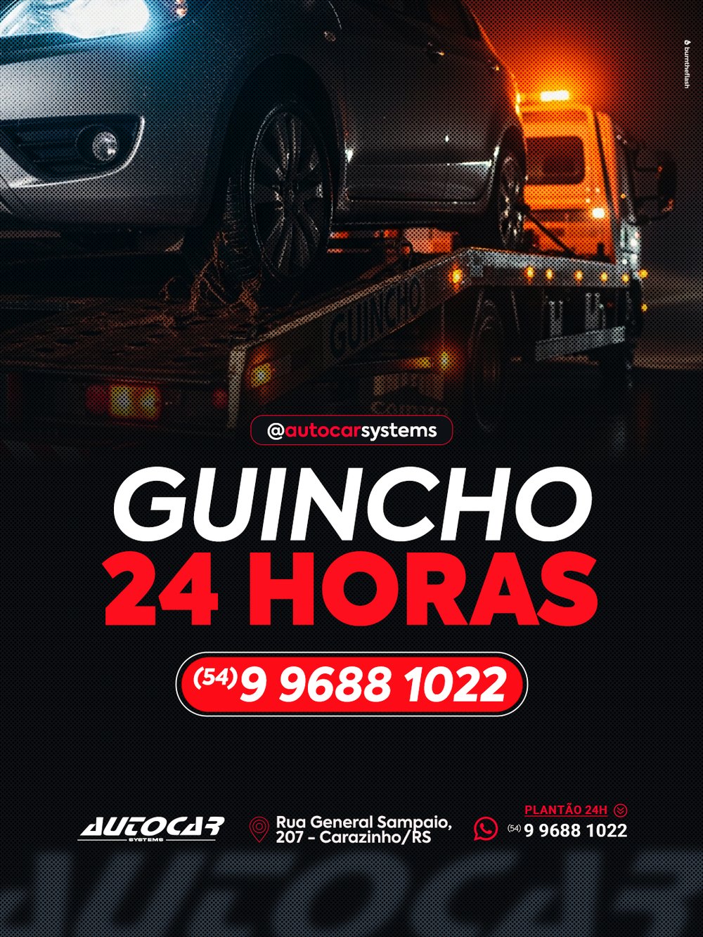 Guincho da Auto Car Systems atendendo em Carazinho/RS